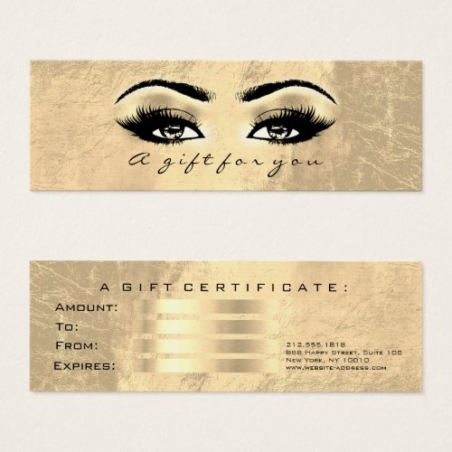 Gift Certificate Gold Leather Lashes Makeup Artist