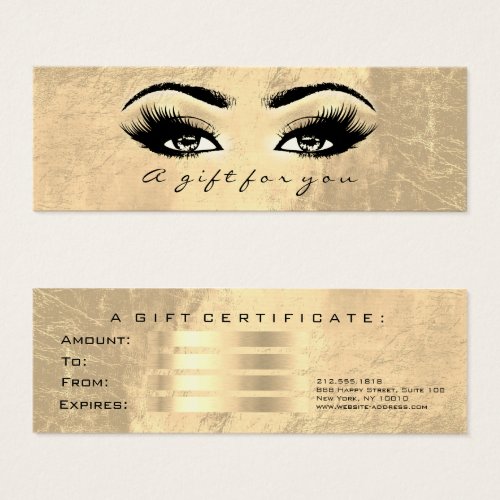 Gift Certificate Gold Leather Lashes Makeup Beauty