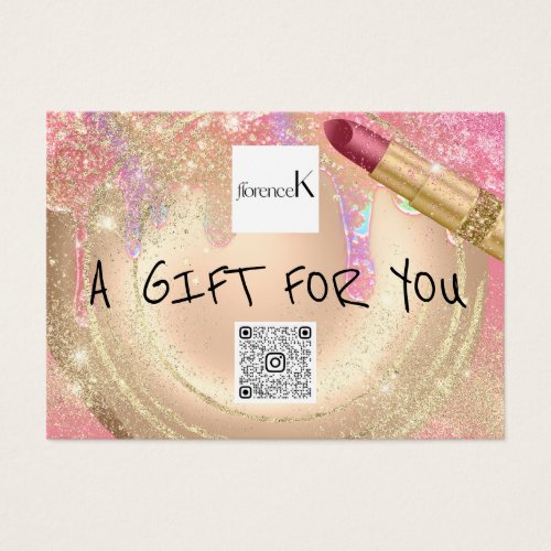 Gift Certificate Gold Makeup Artist Drip QR Pink