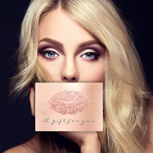 Gift Certificate Gray Rose Gold Confetti Kiss Lips