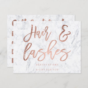 Gift certificate hair lashes rose gold marble invitation