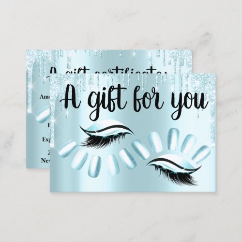 Gift Certificate Hair Stylist Nails Blue Drip Gray