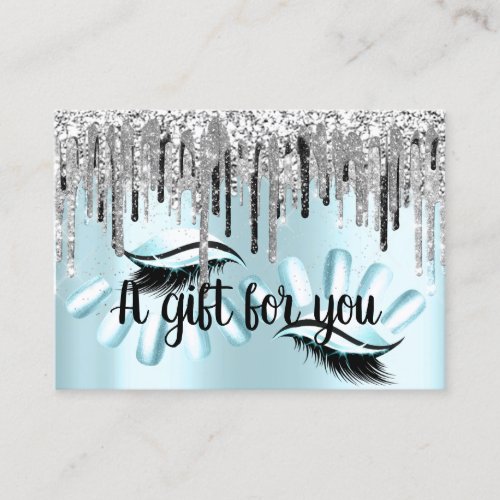Gift Certificate Hair Stylist Nails Blue Silver