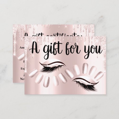 Gift Certificate Hair Stylist Nails Rose Drip Gray