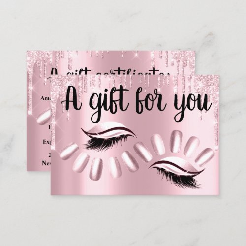 Gift Certificate Hair Stylist Nails Silver Pink