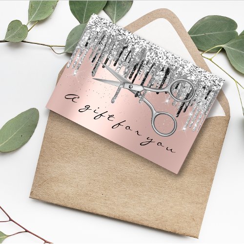 Gift Certificate Hair Stylist Rose Siver Scissors