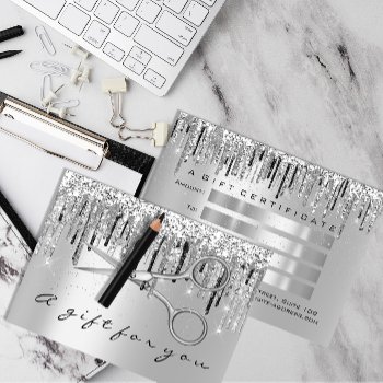 Gift Certificate Hair Stylist Silver Gray Scissors by luxury_luxury at Zazzle