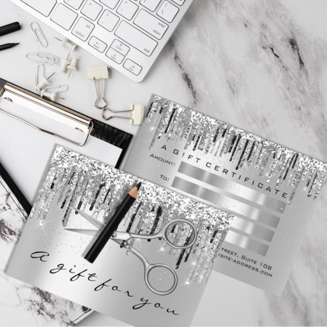 Gift Certificate Hair Stylist Silver Gray Scissors (Gift Certificate Hair Stylist Silver Gray Scissors)