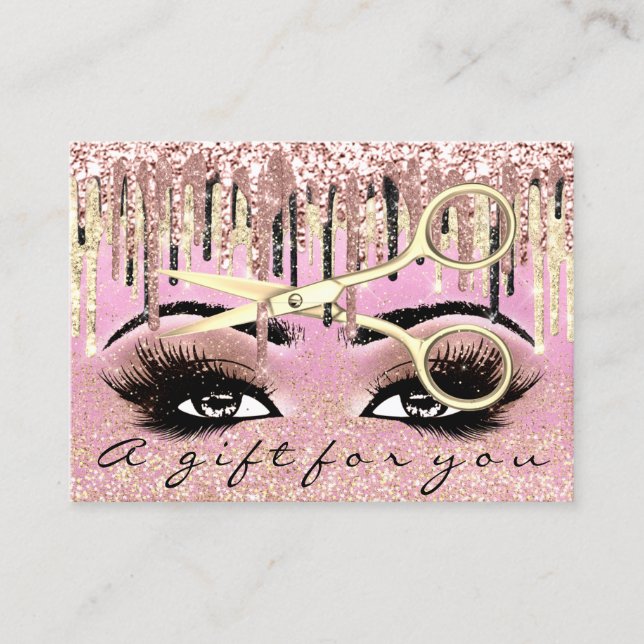 Gift Certificate Hairdresser Glitter  Gold Makeup (Front)