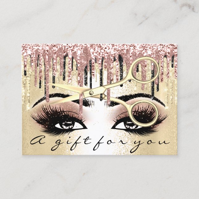 Gift Certificate Hairdresser Rose Gold Drip Makeup (Front)
