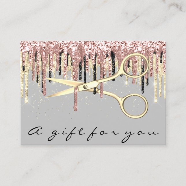 Gift Certificate Hairdresser Rose Gold Makeup Gray (Front)