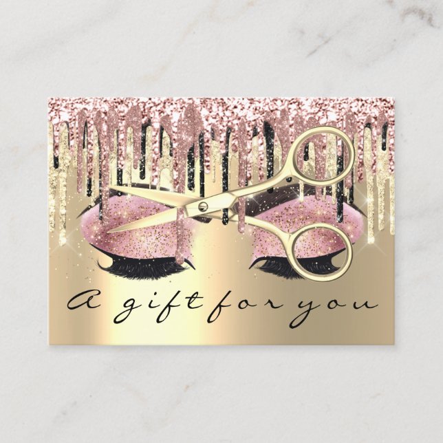 Gift Certificate Hairdresser Rose Gold Makeup Lash (Front)