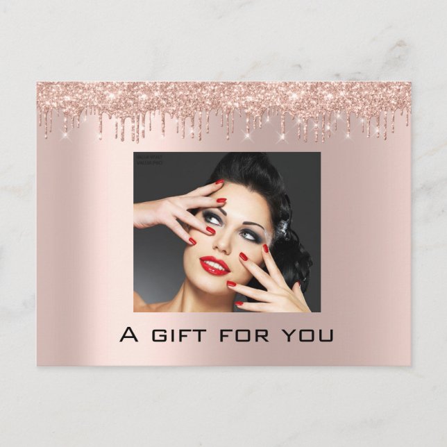 Gift Certificate Holidays Beauty Rose Drips Lashes Postcard (Front)