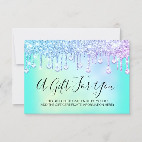 Gift Certificate Holograph Glitter Drip Nails Pink