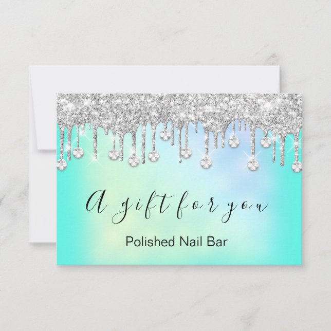 Gift Certificate Holograph Glitter Drips Nails Bar (Front)