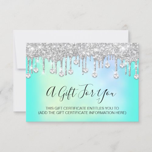 Gift Certificate Holograph Glitter Drips Nails Blu