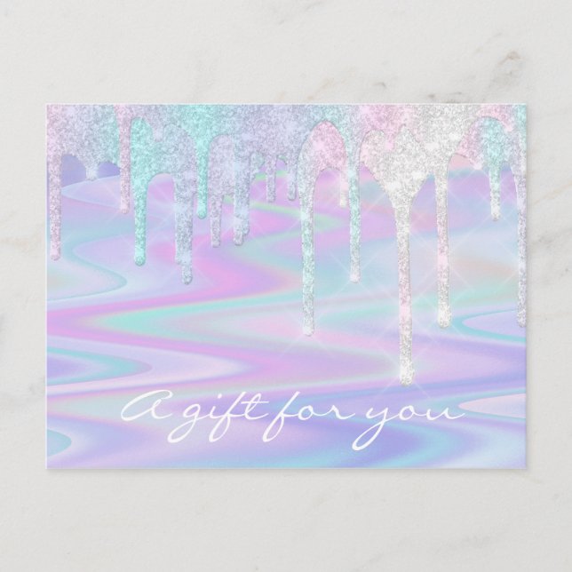 Gift Certificate Holograph Unicorn Logo Beauty Postcard (Front)