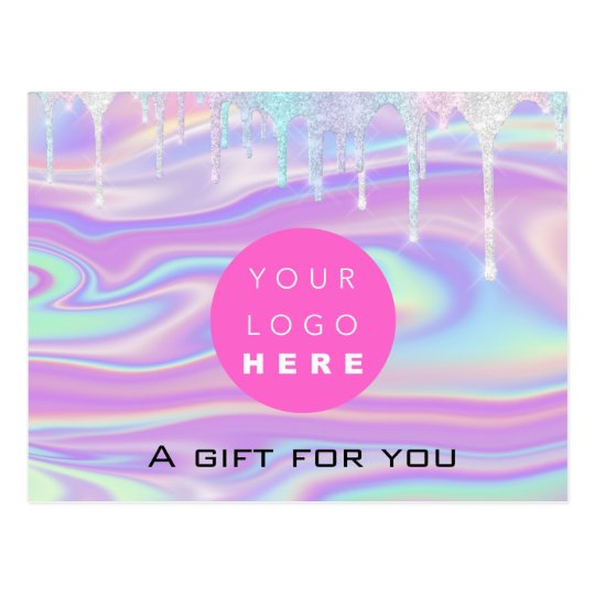 Gift Certificate Holograph Unicorn Logo Pink Drip Postcard | Zazzle.com