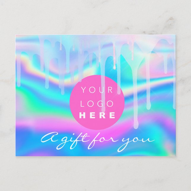 Gift Certificate Holograph Unicorn Rainbow Logo Postcard (Front)