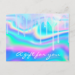 Gift Certificate Holograph Unicorn Rainbow Pink Postcard