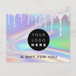 Gift Certificate Holographic Unicorn Logo Modern Postcard