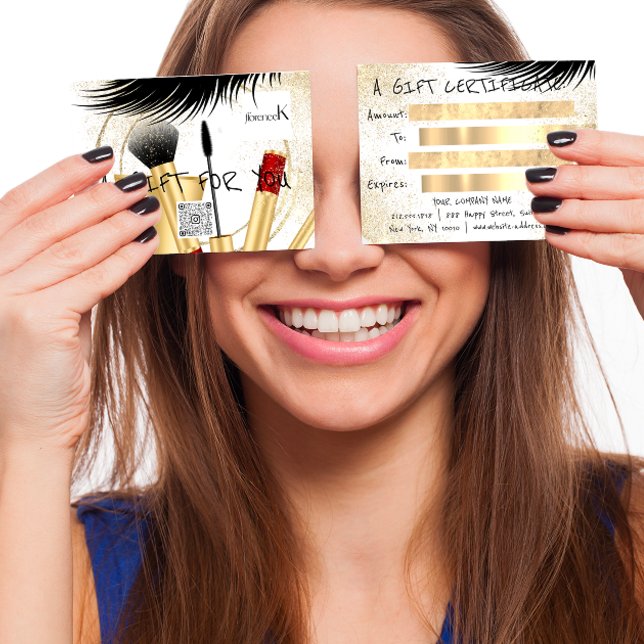 Gift Certificate Lash Makeup Esthetic LogoQR White (FlorenceK: Where Beauty Meets Innovation)