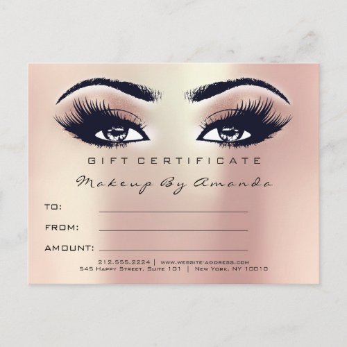 Gift Certificate Lashes Extension Makeup Artist Postcard