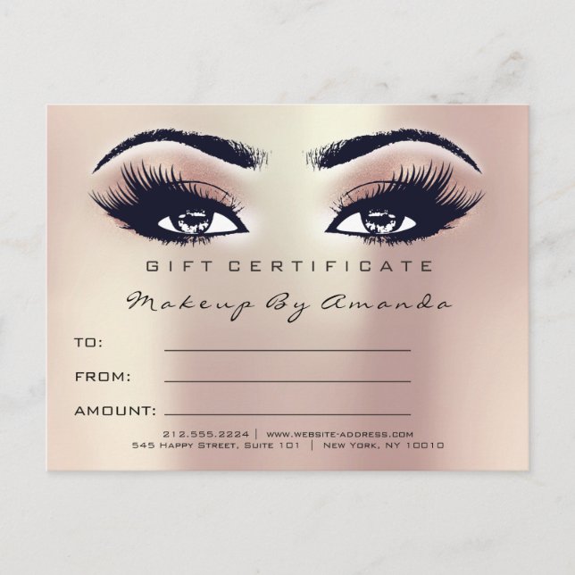 Gift Certificate Lashes Extension Makeup Artist Postcard (Front)