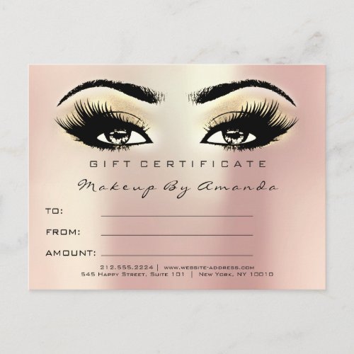 Gift Certificate Lashes Extension Makeup Champaign Postcard