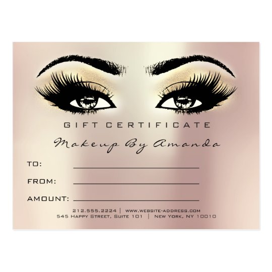 Gift Certificate Lashes Extension Makeup Champaign Postcard Zazzle com