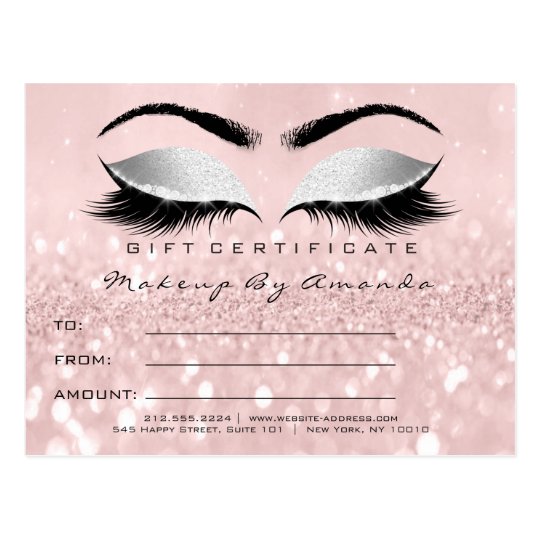 Gift Certificate Lashes Extension Makeup Gray Pink Postcard Zazzle com