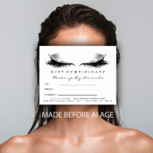 Gift Certificate Lashes Extension Makeup White Postcard