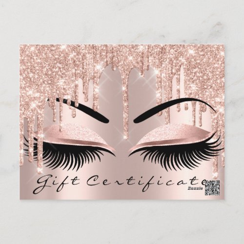 Gift Certificate Lashes Eyes Makeup Artist Brows Postcard