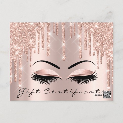Gift Certificate Lashes Eyes Makeup Artist Brows Postcard