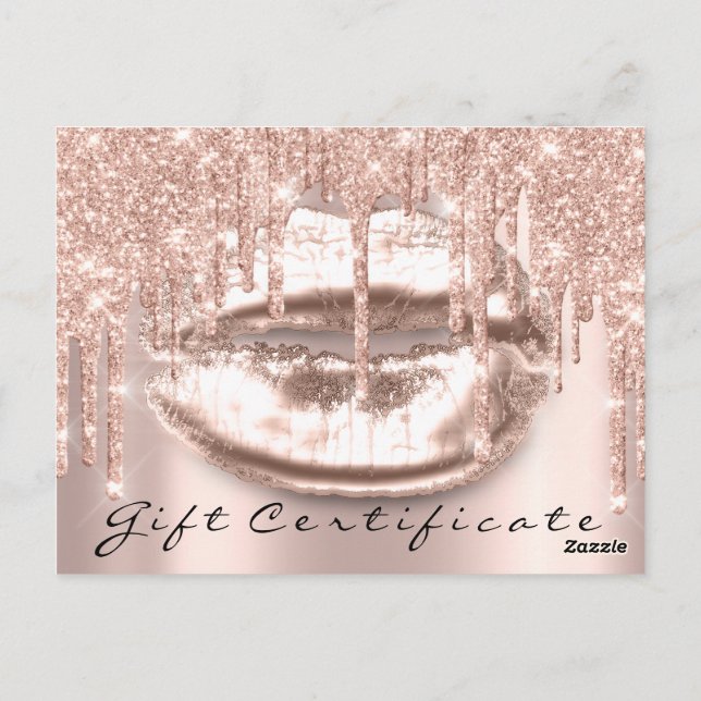 Gift Certificate Lashes Kiss LIps Makeup Glam Postcard (Back)