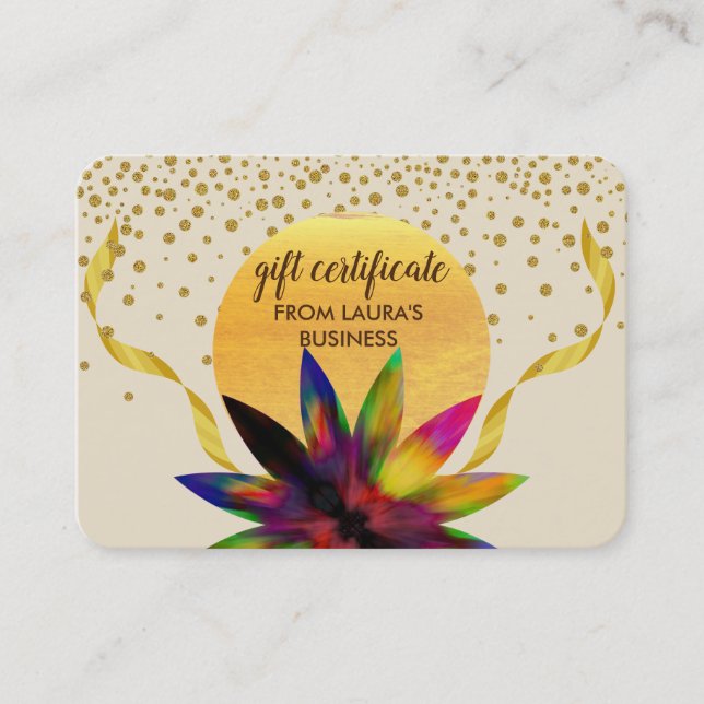 Gift Certificate Lotus Flower  Yoga Healing Health (Front)