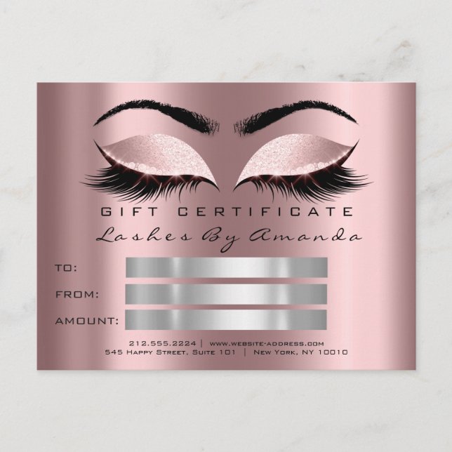 Gift Certificate Makeup Lash Microblading Postcard (Front)