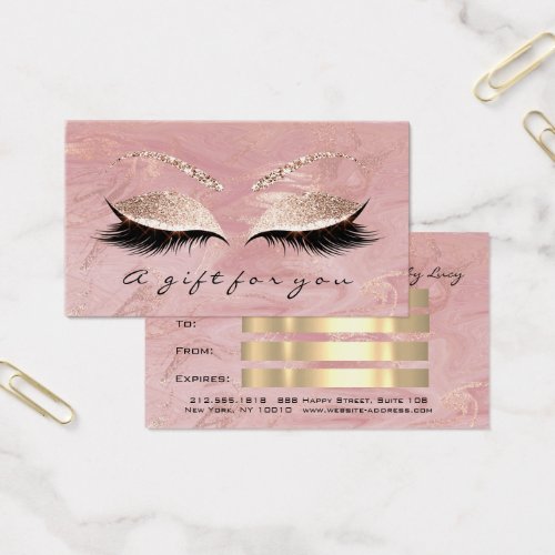 Gift Certificate Marble Pink Lash Extension Makeup