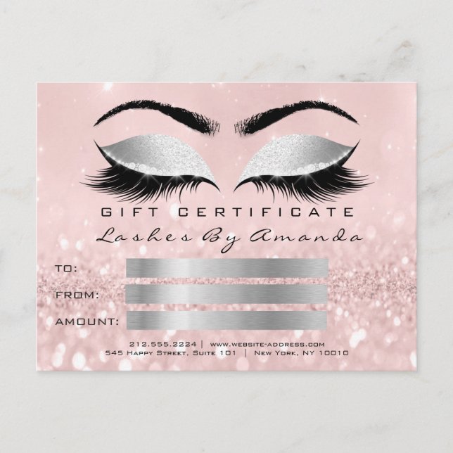Gift Certificate Microbl Gray Cosmetologist Lashes Postcard (Front)
