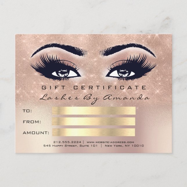 Gift Certificate Microblading Cosmetologist Lash 1 Postcard (Front)