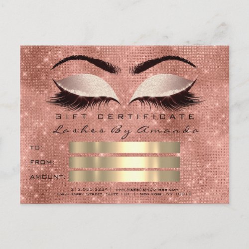 Gift Certificate Microblading Cosmetologist Lashes Postcard