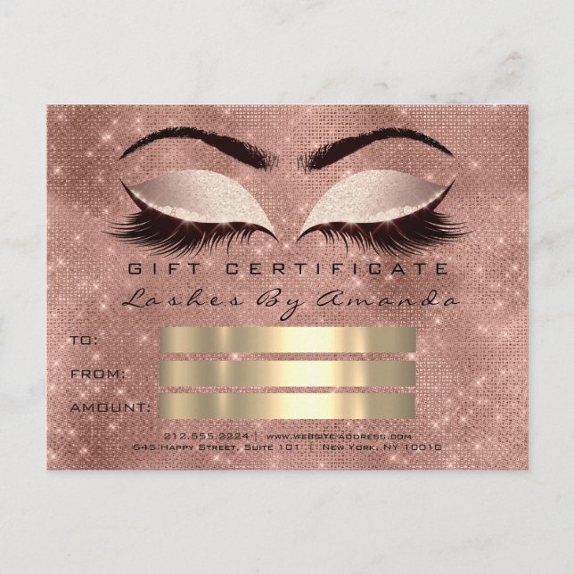 Gift Certificate Microblading Cosmetologist Lashes Postcard (Front)