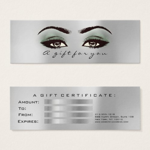 Gift Certificate Mint Gray Silver Lashes Makeup