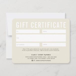 GIFT CERTIFICATE modern business cream ivory black