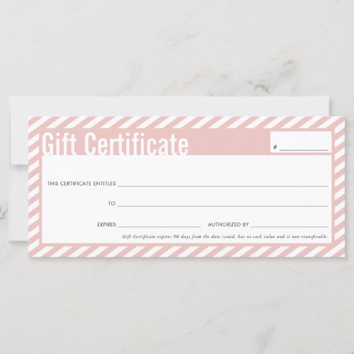 GIFT CERTIFICATE modern business pink bold stripe