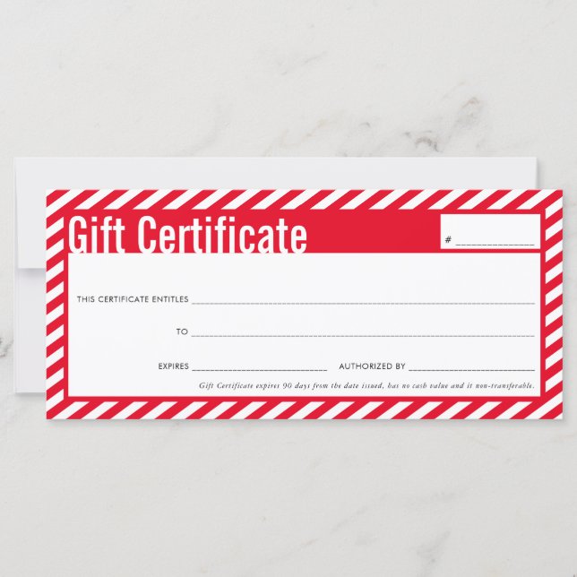 GIFT CERTIFICATE modern christmas red stripe jolly (Front)