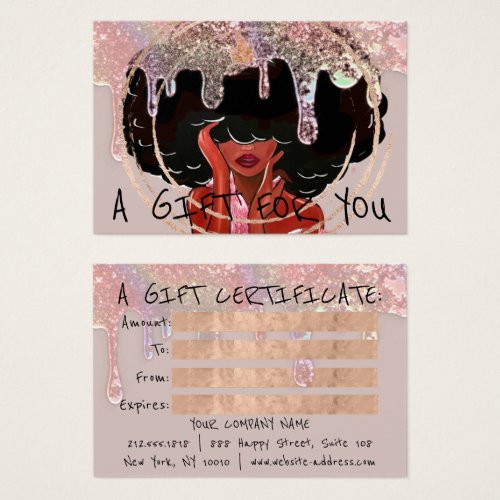 Gift Certificate Nails Hair Dresser Makeup Blush