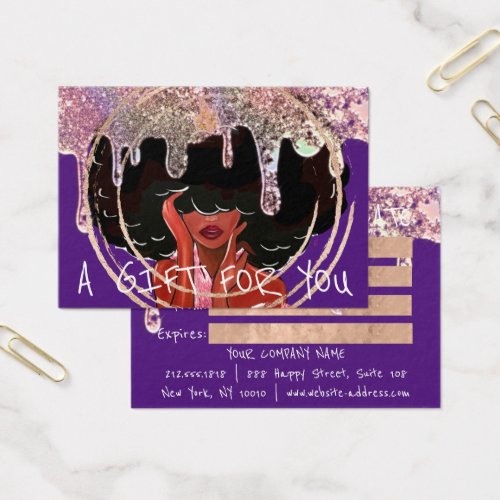 Gift Certificate Nails Hair Dresser Makeup Purple