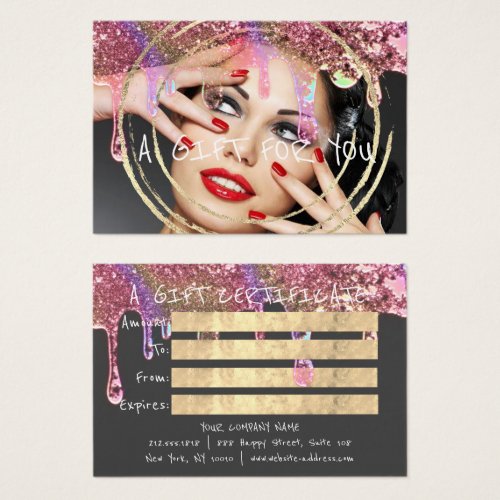 Gift Certificate Nails Hair Makeup Drip Gray