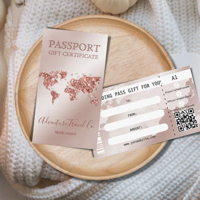 Gift Certificate Passport World Map Boarding Pass Zazzle